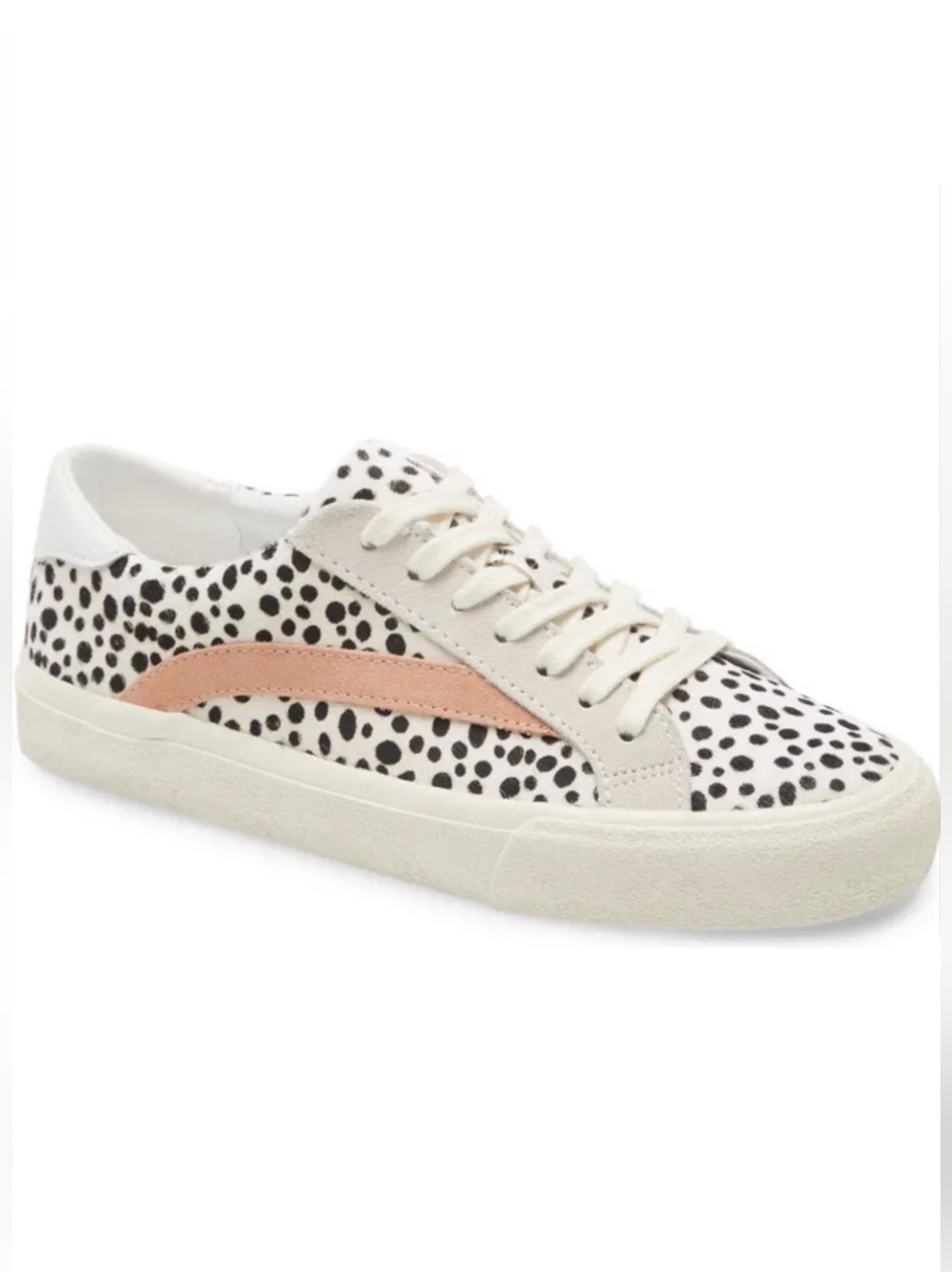 Madewell Sidewalk Low Top Printed Sneakers Spotted Calf Hair Black Dots Sz 7.5